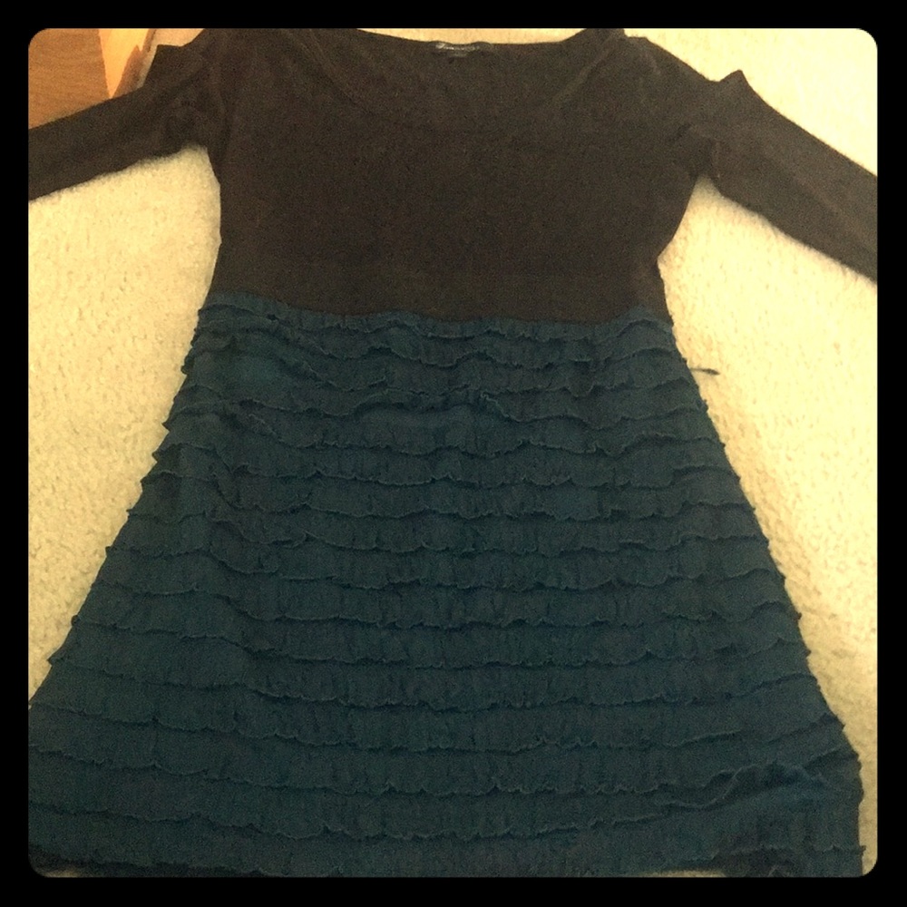Leotard layered ruffle shirt dress